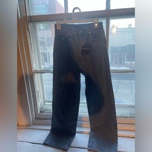 White Fox Taking a Trip Mid Rise Straight Leg Jeans Blue Wash